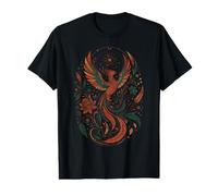 Motif Floral de Fantaisie céleste en Forme d'oiseau phénix de Boho T-Shirt Graphique avec Valeur