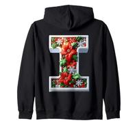 Motif Floral de Noël avec Lettre I Sweat à Capuche