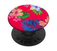 Motif Floral d'hibiscus Tropical Vibrant PopSockets PopGrip Adhésif