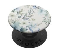 Motif Floral Hibiscus Blanc et Bleu PopSockets PopGrip Adhésif