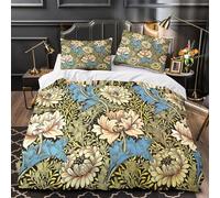 Motif Floral Parure de Lit Microfibre Hypoallergique 3D Imprimée Ultra Douce Style Art Nouveau Housse de Couette Fermeture Éclair Douce Résistante for Femmes Single（140x200cm）