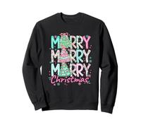 Motif Floral Pastel Merry Christmas Sweatshirt