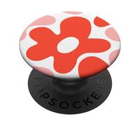 Motif Floral rétro Rose Corail Abstrait Formes de Fleurs PopSockets PopGrip Adhésif