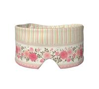 Motif floral rose à pois et rayures neutres, style vintage shabby chic, dentelle florale,Masque pour les yeux bloquant la lumière Cache-yeux et cache-oreilles pour le sommeil
