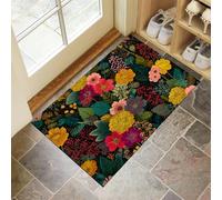 Motif Floral sans Couture Paillasson Interieur Entree 40 X 60 Cm, Petites Fleurs Tapis D'Entrée Antidérapant, Tapis De Sol Absorbantes Couleurs Mélangées pour Chien, Porte, Couloir