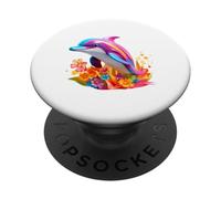 Motif Floral Tropical de Dauphin coloré PopSockets PopGrip Adhésif