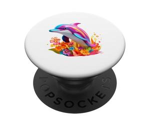 Motif Floral Tropical de Dauphin coloré PopSockets PopGrip Adhésif