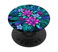 Motif Floral Tropical Rose et Bleu PopSockets PopGrip Adhésif