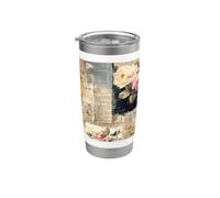 Motif floral vintage et techniques mixtes Gobelet isotherme en acier inoxydable double paroi