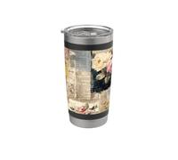 Motif floral vintage et techniques mixtes Gobelet isotherme en acier inoxydable double paroi