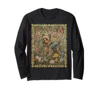 Motif Floral Yorkshire Terrier Cottagecore Manche Longue