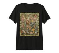 Motif Floral Yorkshire Terrier Cottagecore T-Shirt Haut de Gamme