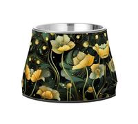 Motif Flore Jaune Gamelles AntidéRapantes pour Chiens,Empilables en Acier Inoxydable pour Chiots