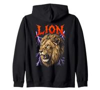 Motif Foudre électrique féroce Lion Rugissant Sweat à Capuche