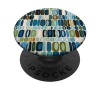Motif Galets Bio du Milieu du siècle Bleu et Vert PopSockets PopGrip Adhésif
