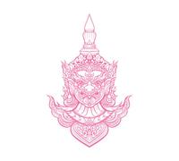 motif géant thaïlandais dessiné à la main Stickers muraux 36x55.6cm Fourni avec un kit de film de transfert Rose