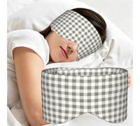 Motif géométrique abstrait à carreaux gris et blancs, Masque de sommeil pour la maison, les voyages et le travail posté, couvrant entièrement les yeux et bloquant la lumière