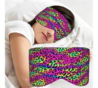 Motif géométrique abstrait aux couleurs néon éclatantes, Masque de sommeil pour la maison, les voyages et le travail posté, couvrant entièrement les yeux et bloquant la lumière
