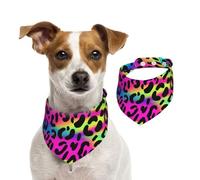 Motif géométrique Abstrait néon Brillant,Bandanas pour Chien, écharpe en Coton, Bavoirs réglables pour Animaux de Compagnie,M