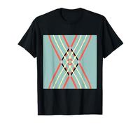 Motif géométrique abstrait rétro ligne art doux vert orange T-Shirt
