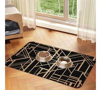 Motif géométrique de Style Art déco Recto Verso,Tapis d'alimentation pour Animaux de Compagnie, Sets de Table en Cuir PU pour Chats et Chiens,40x60cm