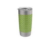 Motif géométrique découpé de style Mashrabiya Vert moyen Gobelet isotherme en acier inoxydable double paroi