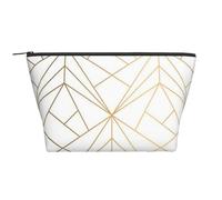 Motif géométrique doré avec Reflets Blancs, Trousse de Toilette Trousse de Maquillage Sac à cosmétiques Trousse de Toilette de Voyage Portable