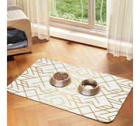 Motif géométrique doré,Tapis d'alimentation pour Animaux de Compagnie, Sets de Table en Cuir PU pour Chats et Chiens,30x45cm