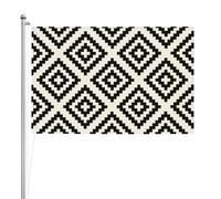 Motif géométrique noir et crème,Drapeau de jardin, bannière décorative, drapeau double face, 2 x 3 pieds, pour extérieur et intérieur