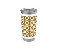 Motif géométrique style Mashrabiya jaune riche Gobelet isotherme en acier inoxydable double paroi