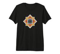 Motif géométrique Vintage Rouge et Noir Barcelone T-Shirt Haut de Gamme