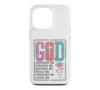 Motif God Designed Me Created Me Blessed Faith Coque pour iPhone 13 Pro