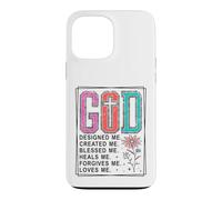 Motif God Designed Me Created Me Blessed Faith Coque pour iPhone 13 Pro Max