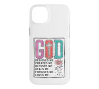 Motif God Designed Me Created Me Blessed Faith Coque pour iPhone 14 Plus