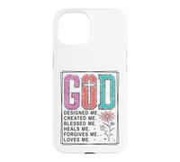 Motif God Designed Me Created Me Blessed Faith Coque pour iPhone 15