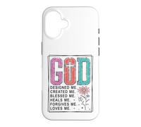 Motif God Designed Me Created Me Blessed Faith Coque pour iPhone 16