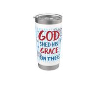 Motif God Shed His Grace On Thee America Gobelet isotherme en acier inoxydable double paroi