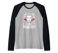 Motif Gothique d'halloween « I Love Vampires » Manche Raglan