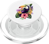 Motif graphique coloré Toucan et fleurs tropicales PopSockets PopGrip pour MagSafe