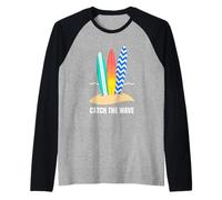 Motif Graphique côtier d'été Catch The Wave Manche Raglan