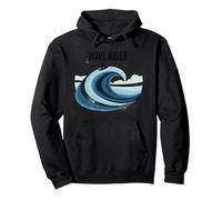 Motif Graphique Wave Rider Surfer Ocean Beach Sweat à Capuche, Unisexe pour Adultes, Noir, XXL