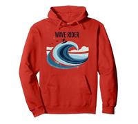 Motif Graphique Wave Rider Surfer Ocean Beach Sweat à Capuche, Unisexe pour Adultes, Rouge, M