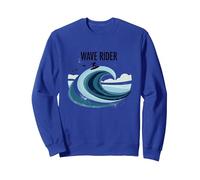 Motif Graphique Wave Rider Surfer Ocean Beach Sweatshirt, Unisexe pour Adultes, Bleu Royal, L