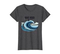 Motif Graphique Wave Rider Surfer Ocean Beach T-Shirt, Femme, Chiné Foncé, M