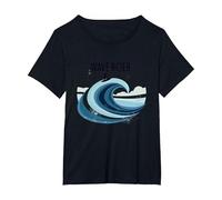 Motif Graphique Wave Rider Surfer Ocean Beach T-Shirt, Femme Grandes Tailles, Noir, 4X