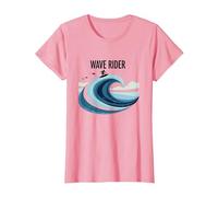 Motif Graphique Wave Rider Surfer Ocean Beach T-Shirt, Femme, Rose, XL