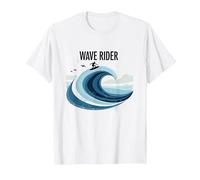 Motif Graphique Wave Rider Surfer Ocean Beach T-Shirt, Homme, Blanc, M