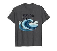 Motif Graphique Wave Rider Surfer Ocean Beach T-Shirt, Homme, Chiné Foncé, 4XL