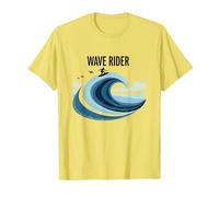 Motif Graphique Wave Rider Surfer Ocean Beach T-Shirt, Homme, Citron, M