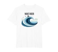 Motif Graphique Wave Rider Surfer Ocean Beach T-Shirt, Homme Grandes Tailles, Blanc, 4X Tall